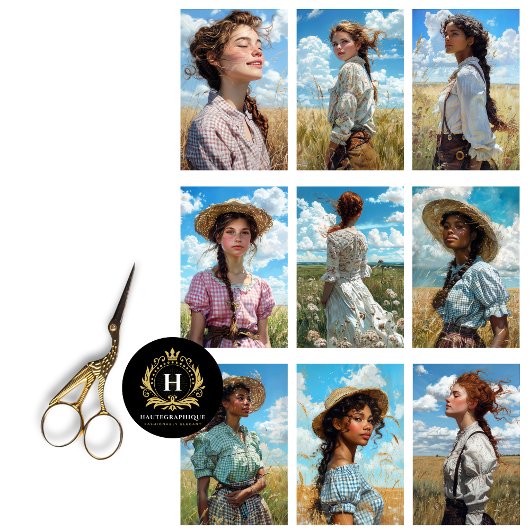 Prairie Cowgirl Collage Decoupage Tissuepapier