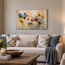 Prairie de Fleurs Sauvages 36x24 Toile tendue