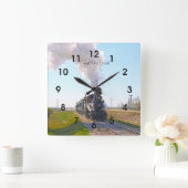 Prairie Dog Central Steam Engine #3 Square Clock Vierkante Klok (Huis)