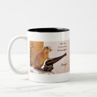Prairie Dog - grappig - Happy Birthday Tweekleurige Koffiemok