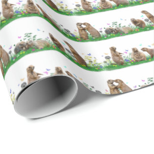 Prairie Dog Meadow Wrapping Paper (kies kleur) Cadeaupapier