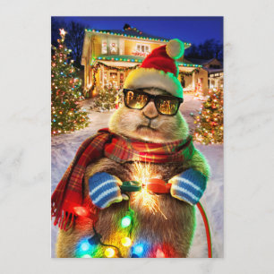 Prairie Dog met kerstlichten Kaart