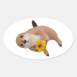 Prairie Dog's gevulde speelgoed Ovale Sticker