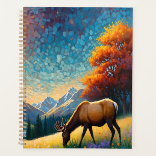Prairie Éclatante Élan avec Fleurs Art