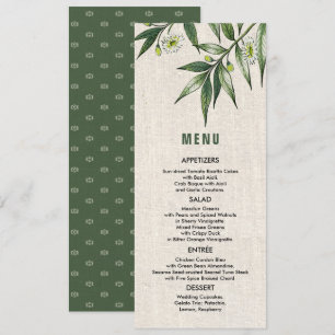 prairie sauvage   Cartes de menu Mariage Botanique