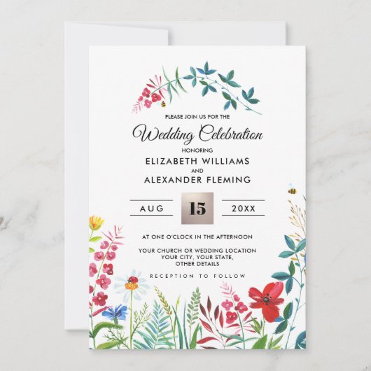 prairie sauvage | Invitations de mariage d'été dan (Devant)