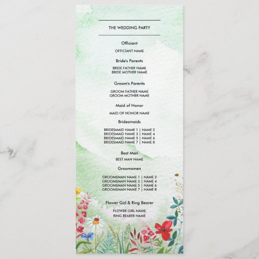 prairie sauvage | Programme de mariage Fleur sauva (Dos)