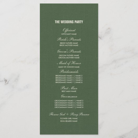 prairie sauvage | Programmes de mariage botanique  (Dos)