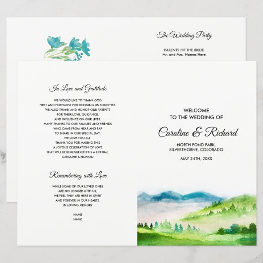 prairie sauvage | Programmes de mariage Spring Mou (Devant / Derrière)