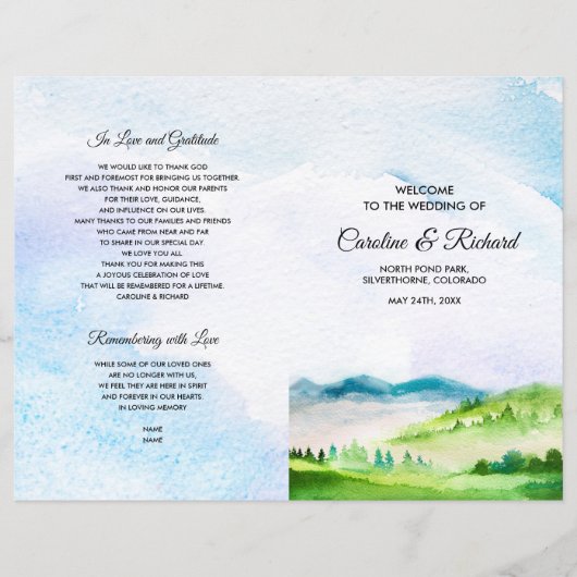 prairie sauvage | Programmes de mariage Spring Mou (Devant)