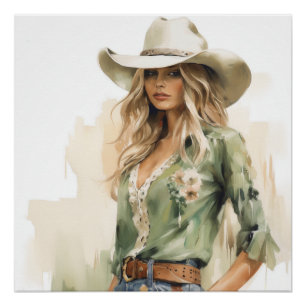 Prairie Threads: Cowgirl Wall Art Perfect Poster