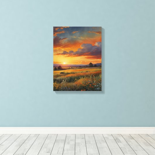 Prairie Waterverf Canvas Muurkunst (Insitu (Houten vloer))