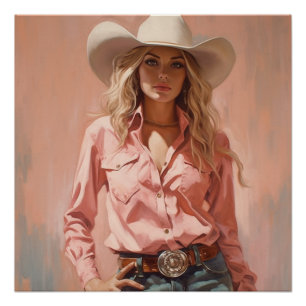 Prairie Whispers: Cowgirl kunst aan de muur Perfect Poster