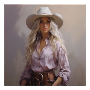 Prairie Wildflower: Cowgirl kunst aan de muur Perfect Poster