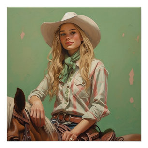 Prairie Zadels: Cowgirl Wall Art Perfect Poster