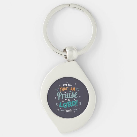 Praise Scripture Joyful Teal Sleutelhanger (Voorkant)