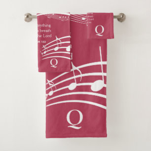 PRAISEER DE LORD Muzieknoten Trendy MAGENTA Bad Handdoek