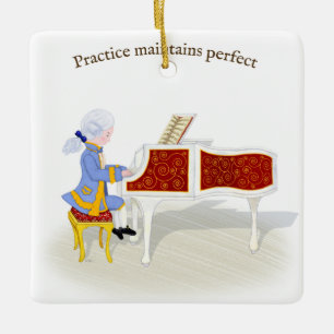"Praktijk handhaaft perfecte Mozart die Piano spee Keramisch Ornament