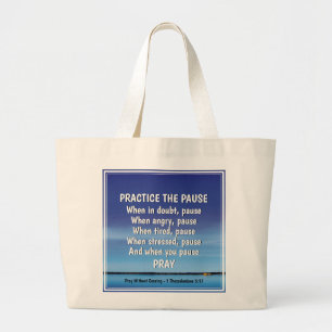PRAKTIJK HET PAUZE vreedzame Inspirerend blauw Grote Tote Bag