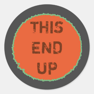Praktisch DEZE EIND-UPrichtingaanduiding Ronde Sticker