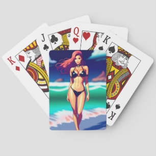 Praktisch vrouw dat als een bikini-speelkaart fung pokerkaarten