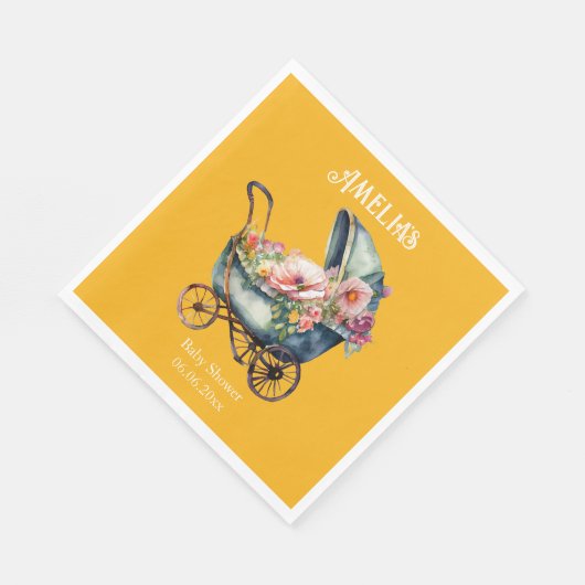 Pram Baby shower gepersonaliseerd Servet (Hoek)