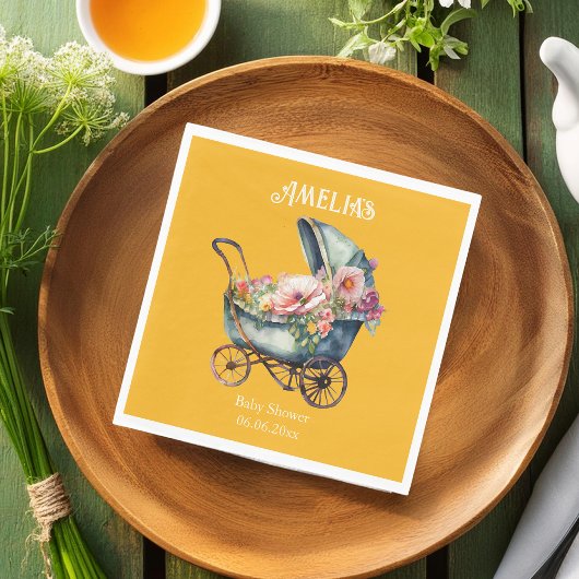 Pram Baby shower gepersonaliseerd Servet