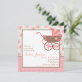 Pram Baby shower Invitation Kaart (Staand voorkant)