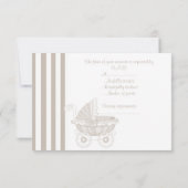 PRAM-BABY SHOWER SEPIA/WHITE RSVP (Achterkant)