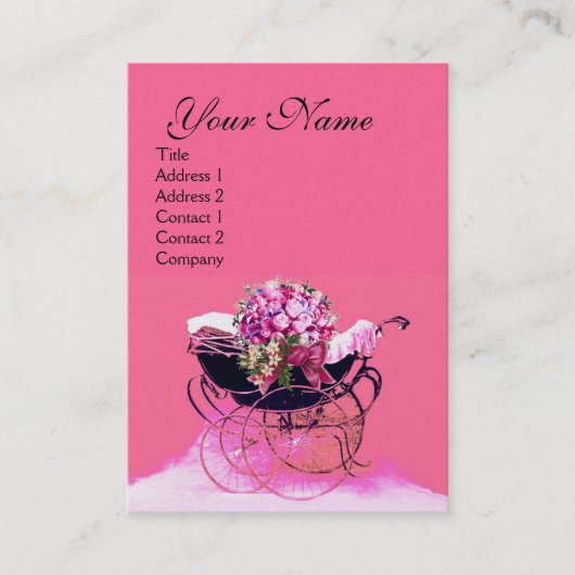 PRAM MET BABY SHOWER VAN STROOMSTROMEN, parelpapi Visitekaartje (Voorkant)