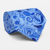 Prana Blue Silver  Indische batik Style Satin Stropdas (Opgerold)