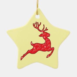 Prancer Ornament in het groen. Roze, blauw.