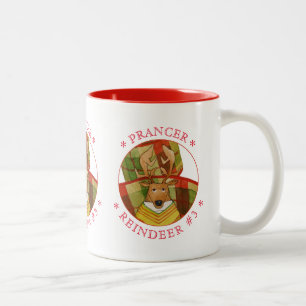 PRANCER REINDEER Rouge Mug à deux tons