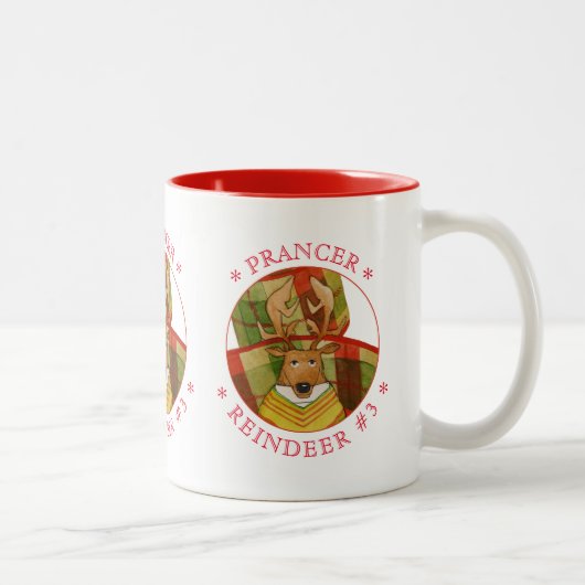 PRANCER REINDEER Rouge Mug à deux tons (Droit)