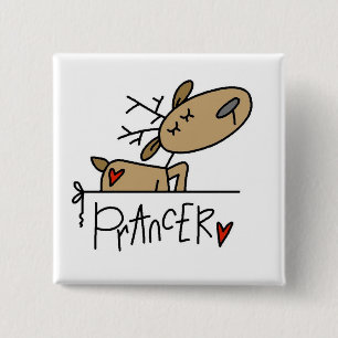 Prancer Reindeer Tshirts en Gifts Vierkante Button 5,1 Cm