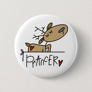 Prancer Rendier Kerst T-shirts en Cadeaus Ronde Button 5,7 Cm