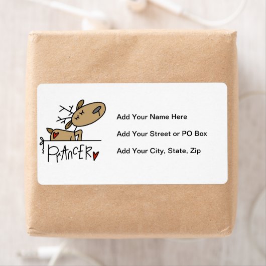 Prancer Rendier Kerst T-shirts en geschenken Etiket (Insitu)