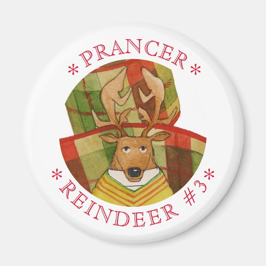PRANCER RENDIER ronde magneet (Voorkant)