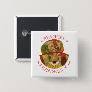 PRANCER RENDIEREN Vierkante Pin Button