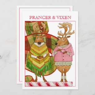 PRANCER VIXEN 5x7 Platte Kerst Kaart