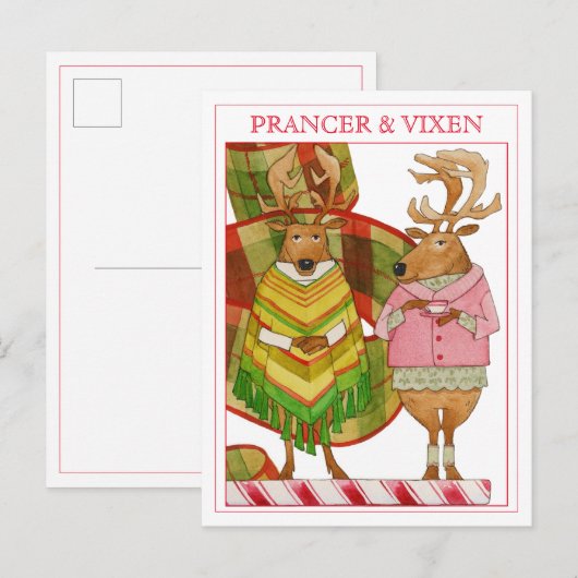 PRANCER VIXEN-Briefkaart Feestdagenkaart (Voorkant / Achterkant)
