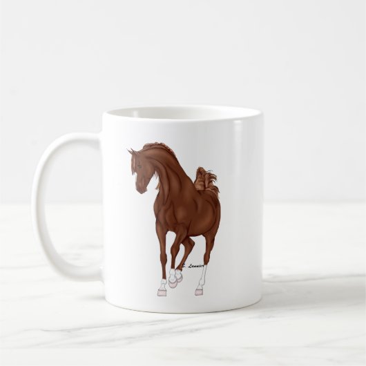 Prancing Chestnut Arabian Horse Koffiemok (Links)