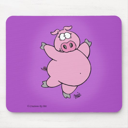 Prancing Pig Mousepad Muismat (Voorkant)