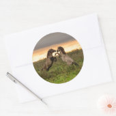 Prancing wilde paarden rond sticker (Envelop)