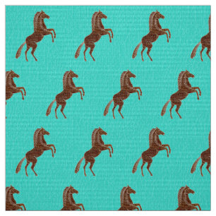 Prancingpaard op getextureerde turquoise stof