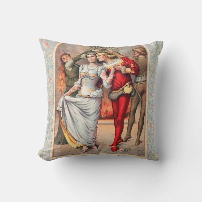 Prang's Kerstkaart (ca. 1886) Kussen (Voorkant)