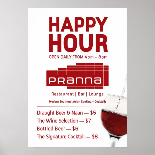 Pranna Happy Hour Poster Lighter Red jul-23 (Voorkant)