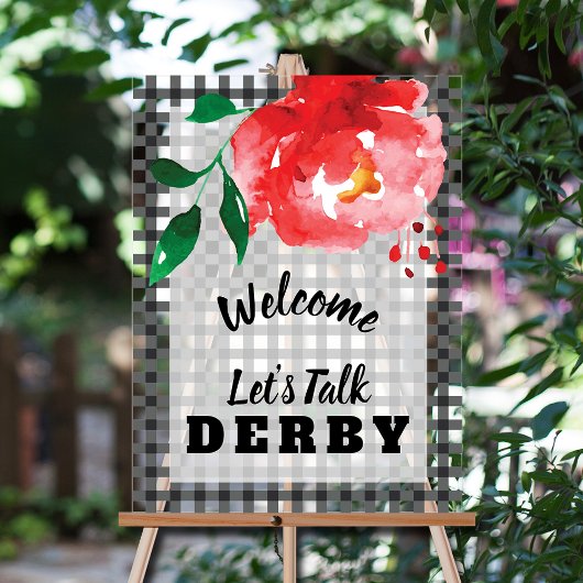 Praten Derby to Me Red Rose op Gingham Welkom Acryl Bord