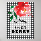 Praten Derby to Me Red Rose op Gingham Welkom Poster (Voorkant)