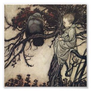 “Praten met de vogels” door Arthur Rackham Foto Afdruk